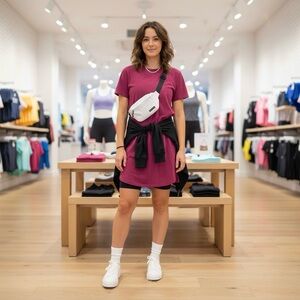 Lululemon Classic-Fit Cotton-Blend T-
Shirt Magenta Purple Short Sleeve Dress 12